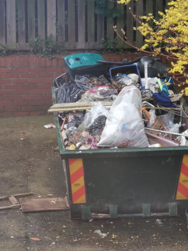 Skip been sitting there for over 8 weeks if not more, during this time people are fly tipping there waste as well to the point it's over flowing, food has been dumped as well and now rats are making home in it. -35 Newmarket Street, Leicester, LE2 3WQ