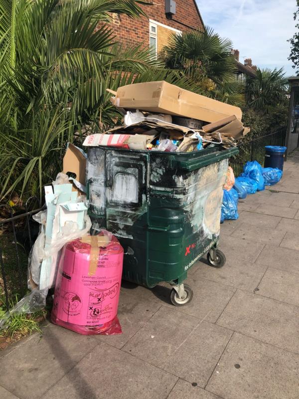 Please empty overflowing  1289 recycling bin.-350a Verdant Lane, London, SE6 1TP