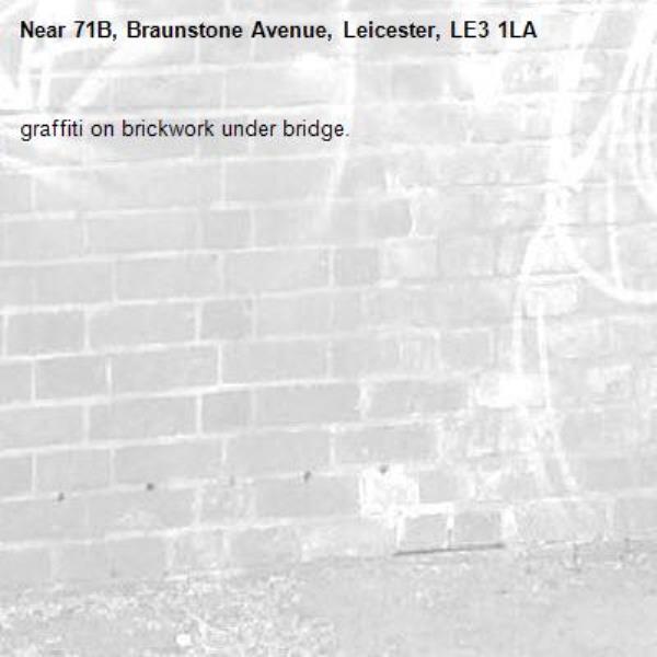graffiti on brickwork under bridge.-71B, Braunstone Avenue, Leicester, LE3 1LA
