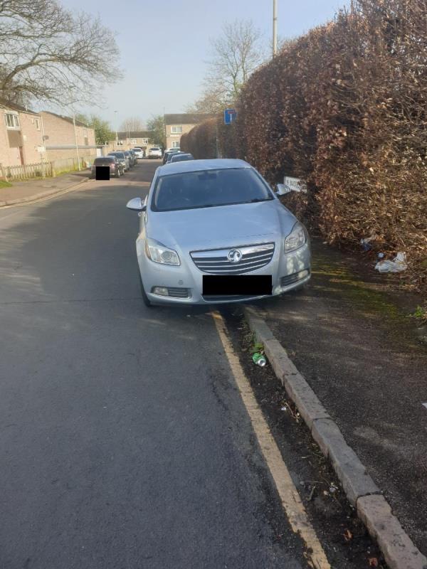 Vehicles block footpath. No restrictions on parking.-29 St Saviours Road, Leicester, LE5 3GE