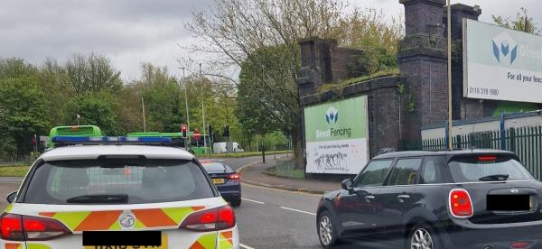 There's graffiti where the billboard sign is. Please resolve this issue.-Evans Halshaw Corner St Margarets Way And, 1 Ravensbridge Drive, Leicester, LE4 0BX