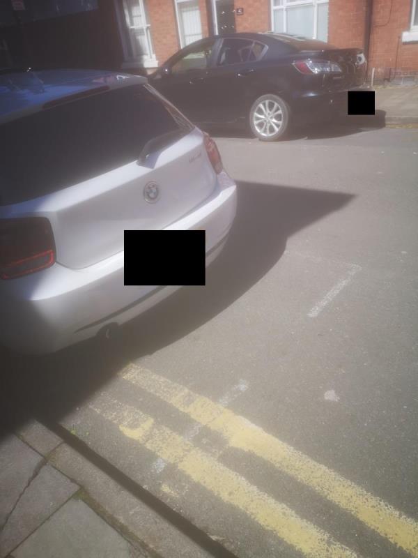 Once again illegal parking in disabled bay with out badge whilst dealing in the coffee shops. -30 Montague Road, Leicester, LE2 1TG