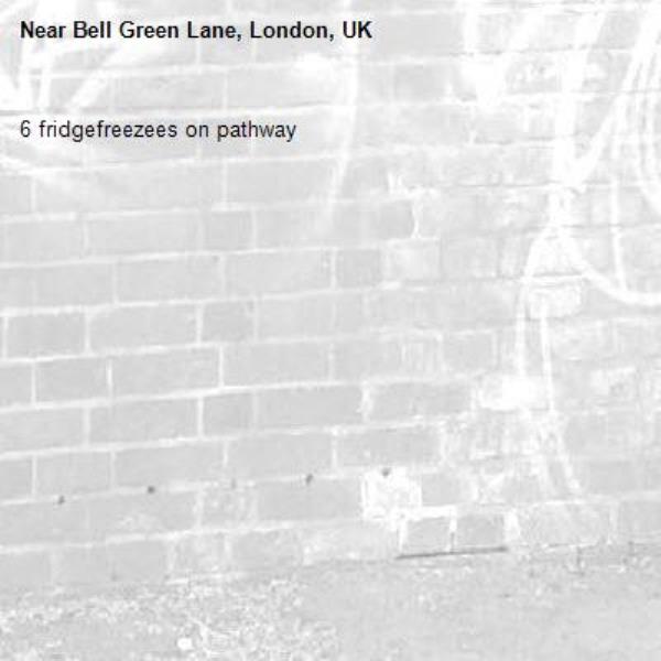6 fridgefreezees on pathway-Bell Green Lane, London, UK