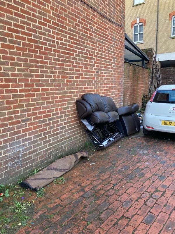 As you enter Pickford street, there a car park on the right , in that car park is a dumped sofa, it’s been there a few weeks now . 
-Emarc House, 6 Pickford Street, Aldershot, GU11 1TY