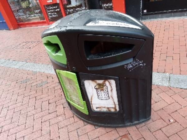 Graffiti on the bin removed -60a Broad Street, Reading, RG1 2AF