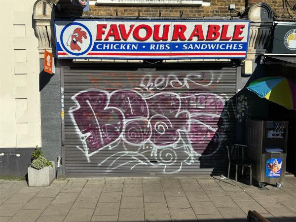 Graffiti on shutters needs removing please.-9B, Staplehurst Road, London, SE13 5ND
