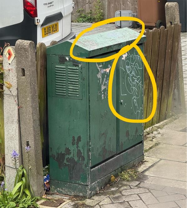 Graffiti on green utility box needs removing please.-14 Chinbrook Road, Grove Park, London, SE12 9TH