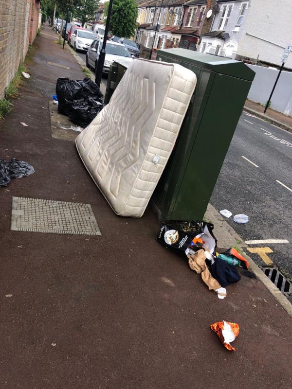 Rubbish and bedding has been dumped here -110 Shakespeare Crescent, Manor Park, E12 6LP