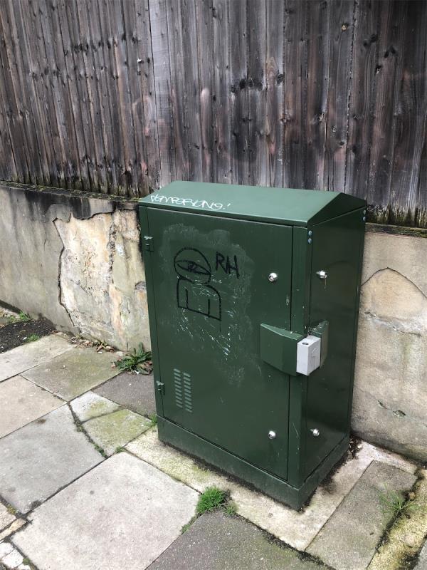 Remove graffiti from cable box-1A, Stainton Road, London, SE6 1AD