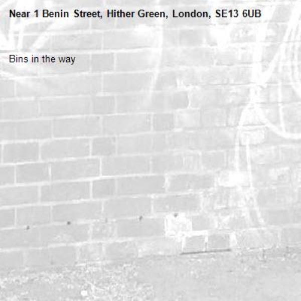 Bins in the way -1 Benin Street, Hither Green, London, SE13 6UB