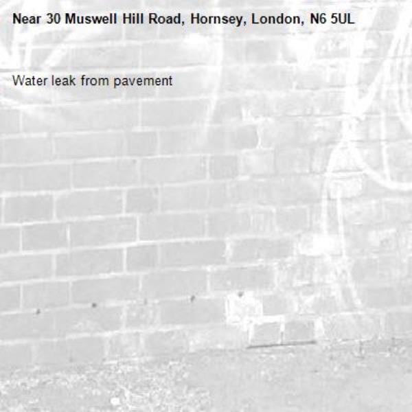 Water leak from pavement -30 Muswell Hill Road, Hornsey, London, N6 5UL