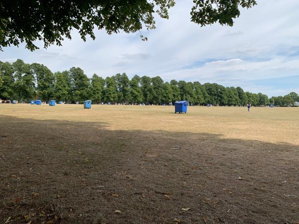 All these blue bins on Vicky park are full following the carnival clear up. I reckon someone will give one a boot over if they’re not collected soon -JVFJ+G4 Leicester, UK