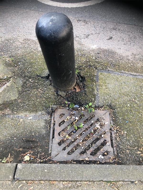 Clear blocked Gulley on Service Road just after side and before Herverrsham House-Patterdale Road, London