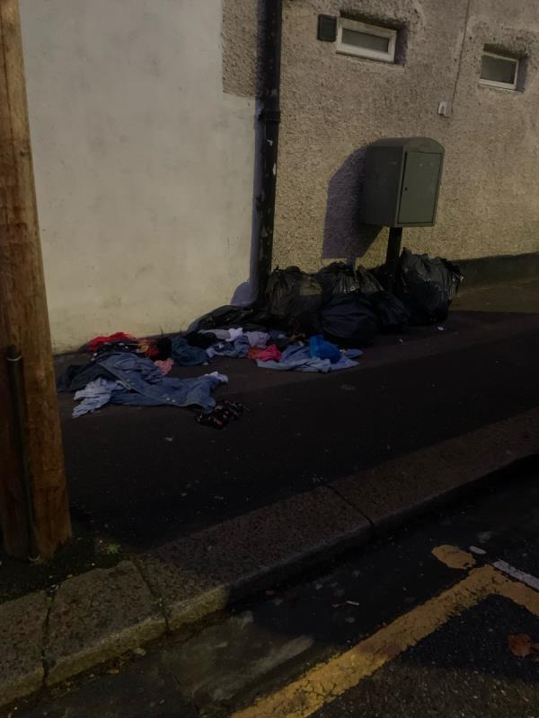 Black sacks dumped -211 Katherine Road, East Ham, E6 1BW