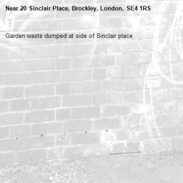Garden waste dumped at side of Sinclair place -20 Sinclair Place, Brockley, London, SE4 1RS