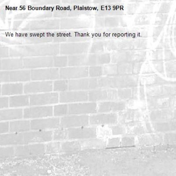 We have swept the street. Thank you for reporting it.-56 Boundary Road, Plaistow, E13 9PR