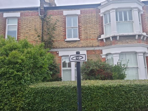 Parking permit sign has been sprayed over-113 Radford Road, Hither Green, London, SE13 6SA