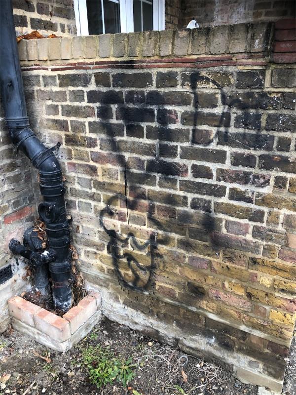 25-35. Remove graffiti from rear of block-25 Evans Road, London, SE6 1QG