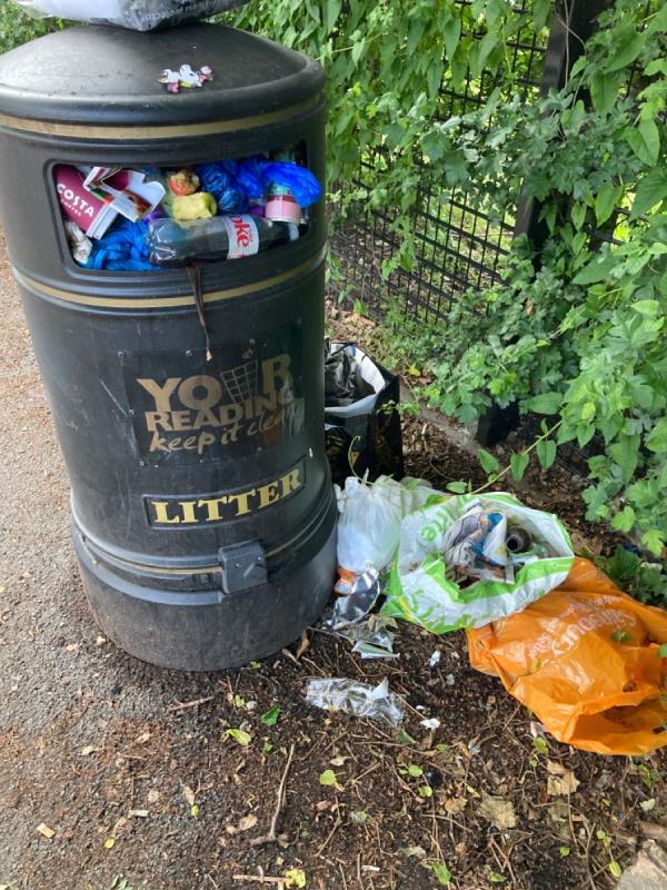 Bin full rubbish on street-4 Pell Street, Reading, RG1 2NZ