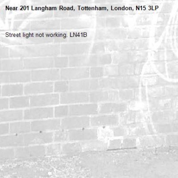 Street light not working. LN41B-201 Langham Road, Tottenham, London, N15 3LP