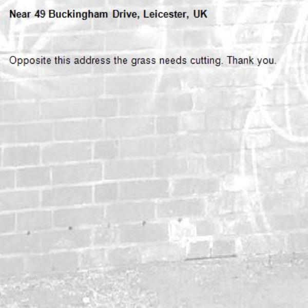 Opposite this address the grass needs cutting. Thank you.-49 Buckingham Drive, Leicester, UK
