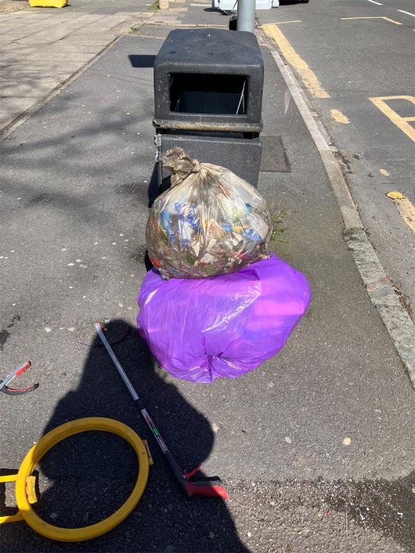 Two bags of picked litter for collection, thank you.-19 Ambassador Road, Leicester, LE5 4EB