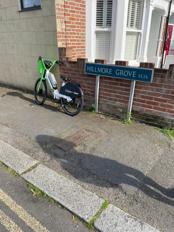 Lime bike left on Hillmore Grove-23 Hillmore Grove, London, SE26 5RW