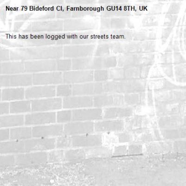 This has been logged with our streets team.-79 Bideford Cl, Farnborough GU14 8TH, UK