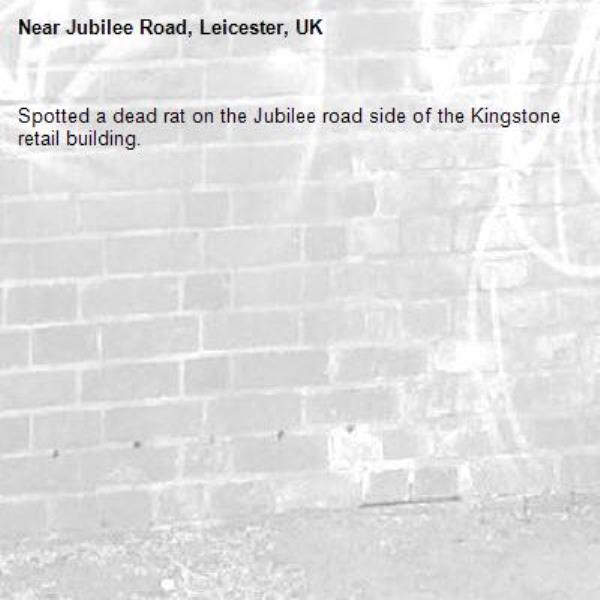 Spotted a dead rat on the Jubilee road side of the Kingstone retail building. -Jubilee Road, Leicester, UK