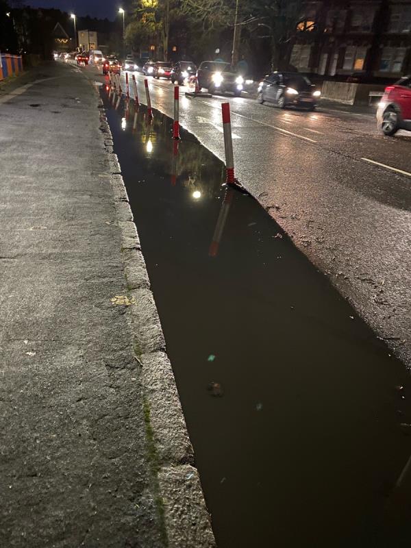 Drain blocked, cycle path flooded-376 Aylestone Road, Leicester, LE2 8TB