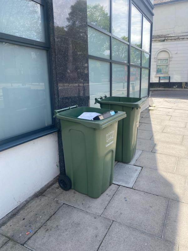 There were two and now there are three abandoned bins here. They are now attracting fly tipping. -Flat A, 156 Lewisham Way, London, SE14 6PD