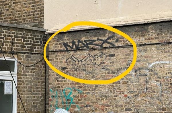 Graffiti here needs removing please.-138 Lee High Road, London, SE13 5PR