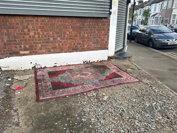 Dumped carpet. -144 Sutton Court Road, Plaistow, London, E13 9NS