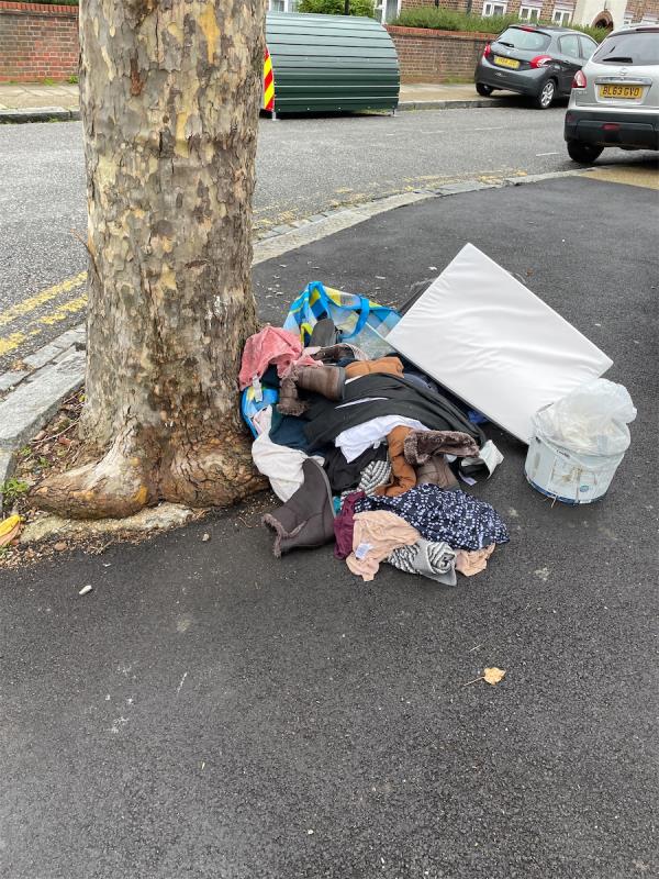 At junction of Holborn Road and Jones Road regular hotspot for fly tipping-45 Holborn Road, Plaistow, London, E13 8PB