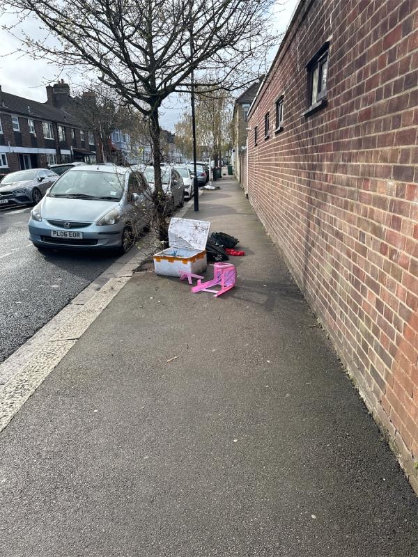 Rubbish dumped. -19 Inniskilling Road, Plaistow, London, E13 9LD