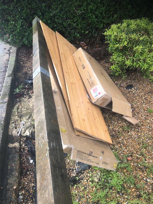 Junction of Downham Way. Please clear wood from corner plot-2 Glenbow Road, Bromley, BR1 4RW