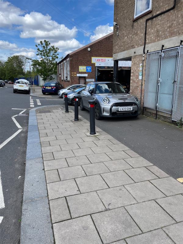 Multiple cars parked on pavement making it impossible for pedestrians to walk -37-39 Nightingale Grove, Hither Green, London, SE13 6HE