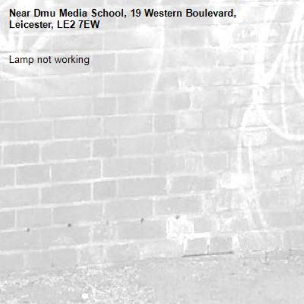 Lamp not working -Dmu Media School, 19 Western Boulevard, Leicester, LE2 7EW