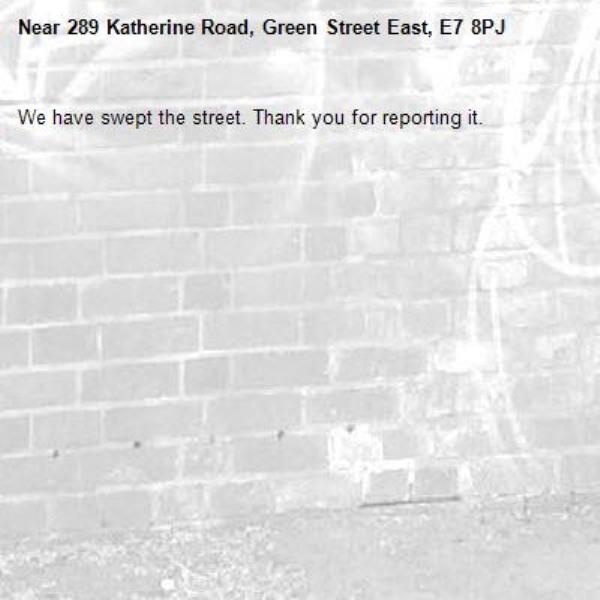 We have swept the street. Thank you for reporting it.-289 Katherine Road, Green Street East, E7 8PJ