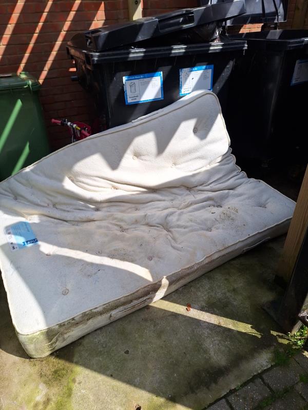 Double mattress in the bin area of the Addison -82 Northbourne Road, Eastbourne, BN22 8QP