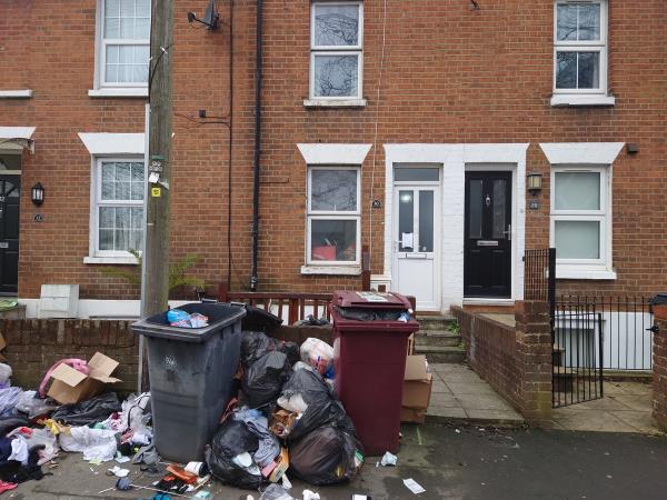 Outside 30 Howard Street. Reported by resident of the street and the residents of number 30 are suspected. If I have the opportunity I will go to look for addresses in papers et cetera. This needs to be fined and also cleared immediately.-14 Howard Street, Reading, RG1 7LJ