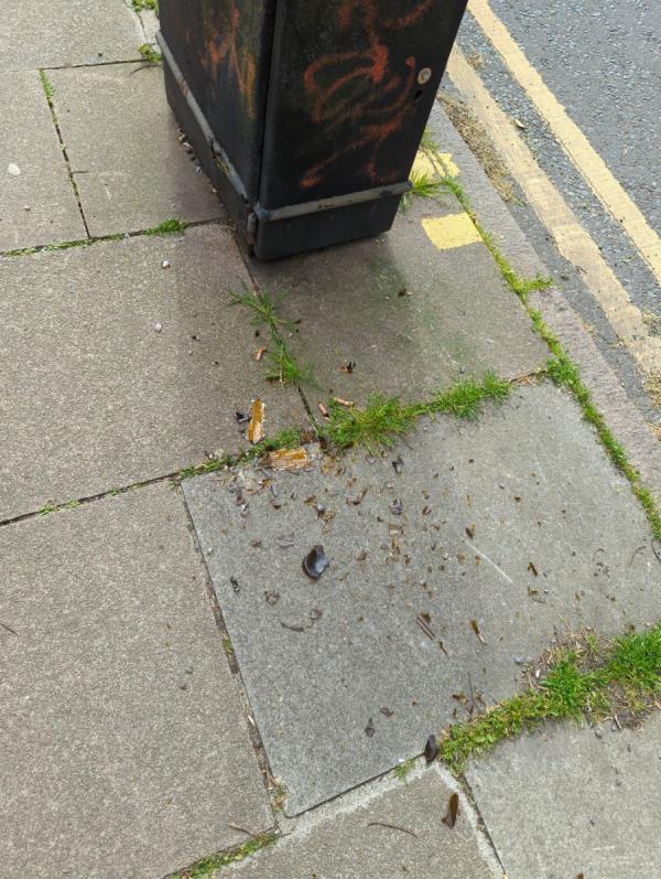 Broken glass on pavement -3 Marsden Lane, Leicester, LE2 8LS