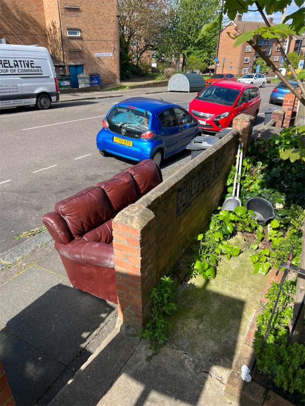Sofa left next to the bins-79 Courthill Road, Hither Green, London, SE13 6DW