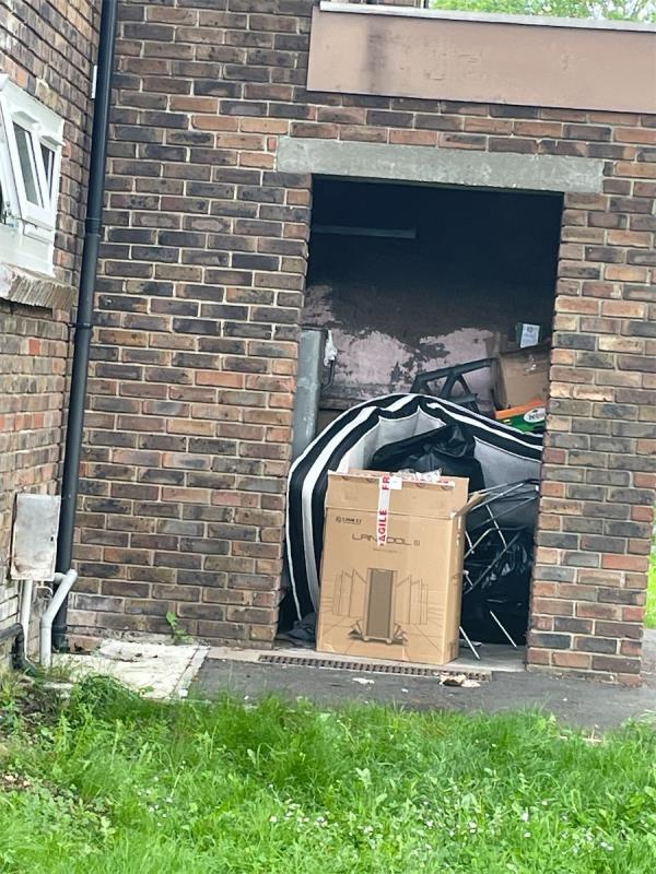 Someone had dumped furniture, boxes, black bags and a mattress opposite 14 Renfrew close in the large bin area for the block of flats. Please remove asap. Thanks -14 Renfrew Close, Beckton, London, E6 5PG