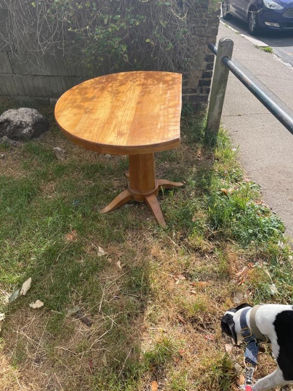 Table  dumped in entrance to Ladywell fields Medusa Road -149 Brookdale Rd, London SE6 4JN, UK