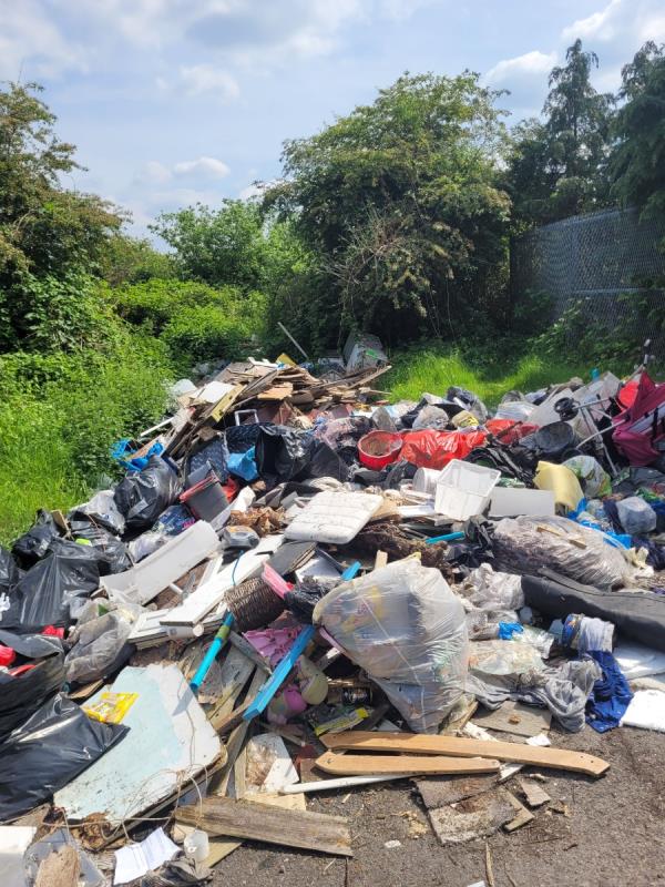 Huge amount of fly tipping by the pumping station behind the Railway Enthusiasts club off Hawley Lane -Hawley Lane To Railway Club Footpath, Farnborough