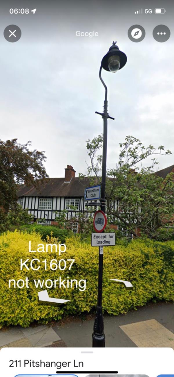 Lamp not working -95 Woodfield Road, Hanger Hill, W5 1SR, England, United Kingdom