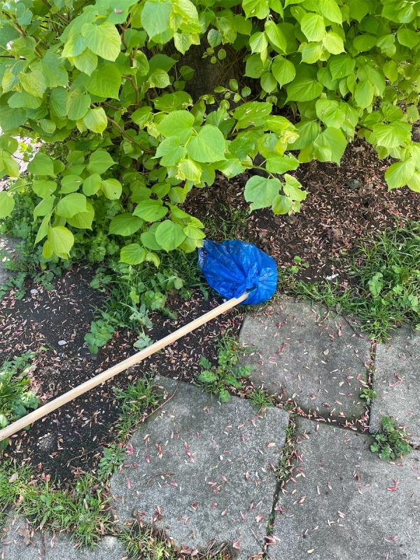 Flytipped mop under the tree. -Parkside Apartments, Newlands Park, London, SE26 5PP