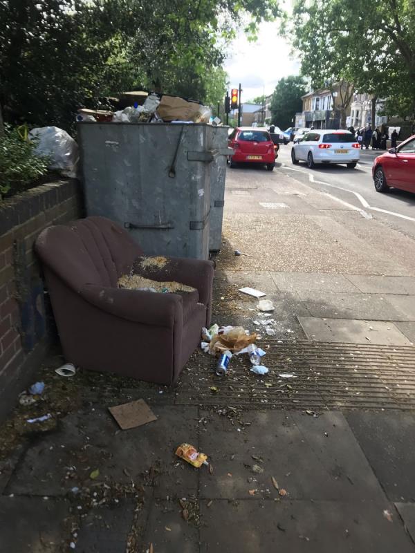 Dumped arm chair -226 Romford Road, London, E7 9HZ