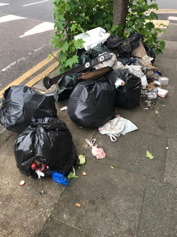 Fly tipped domestic rubbish-Hastingwood Court 118a Wellington Road, London, E6 6EA